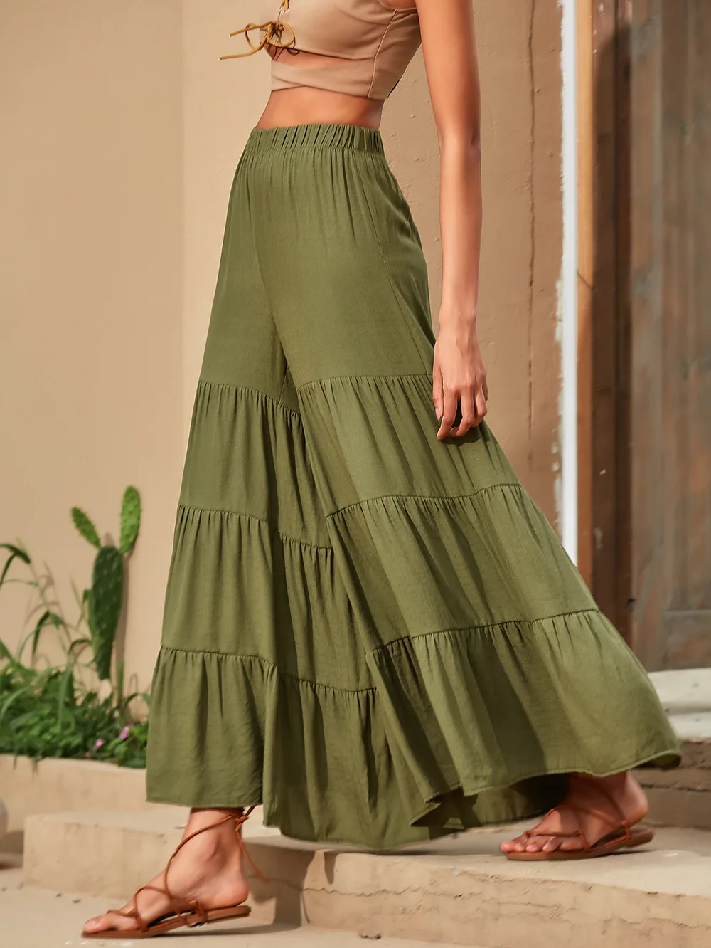 Брюки женские хлопковые с широкими штанинами модные повседневные Свободные