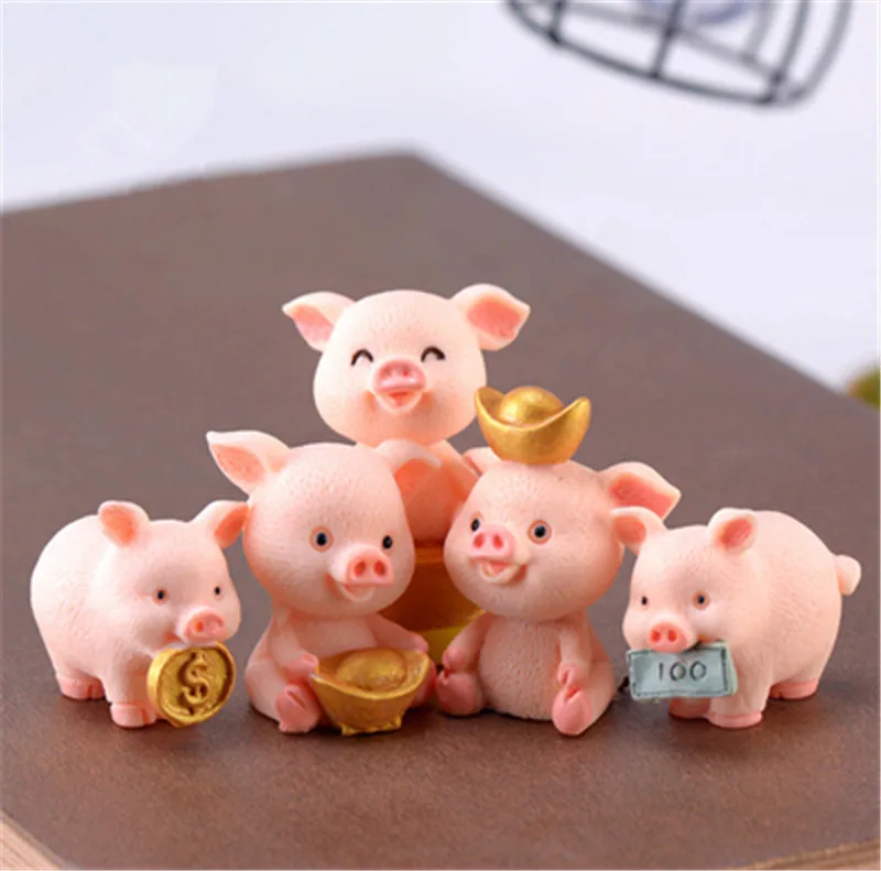 1pcs Miniature mini Cute pig garden figurines fairy house home office desk decoration modern accessories resin miniatures | Дом и сад