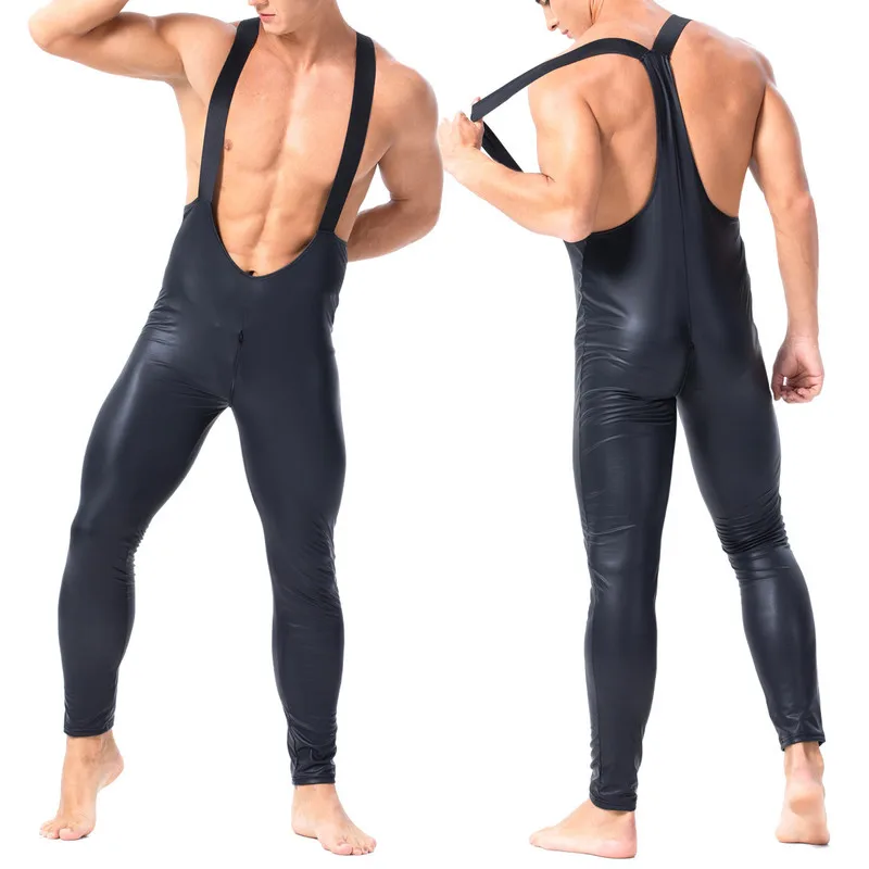 Мужское нижнее белье из искусственной кожи комбинезоны цельный комбинезон для