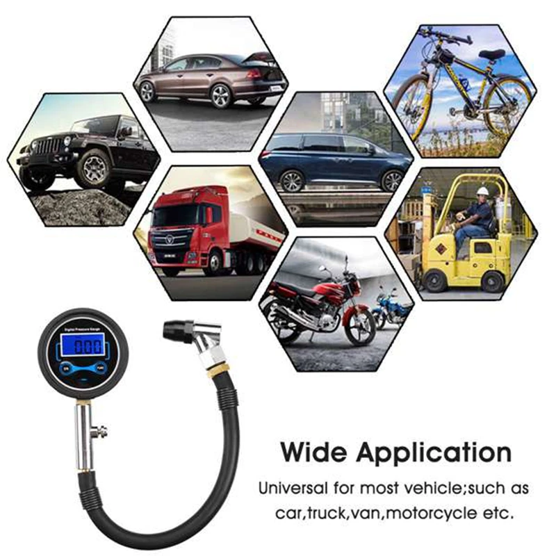 

Automobile Tire Pressure Gauge Vehicle Tester Monitoring System 3-200PSI Used for Automobile Bicycle Motorcycle