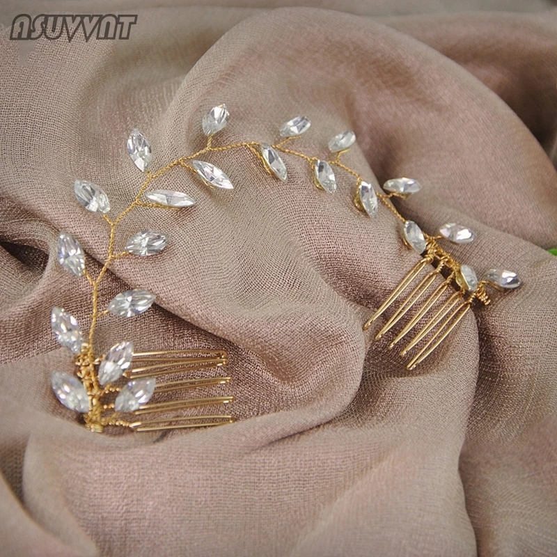 Elegant Bridal Wedding Hair Accessories Headband Clips Comb With Crystal Beaded Jewelry Gift For Women Girl Party Dress Up | Украшения и