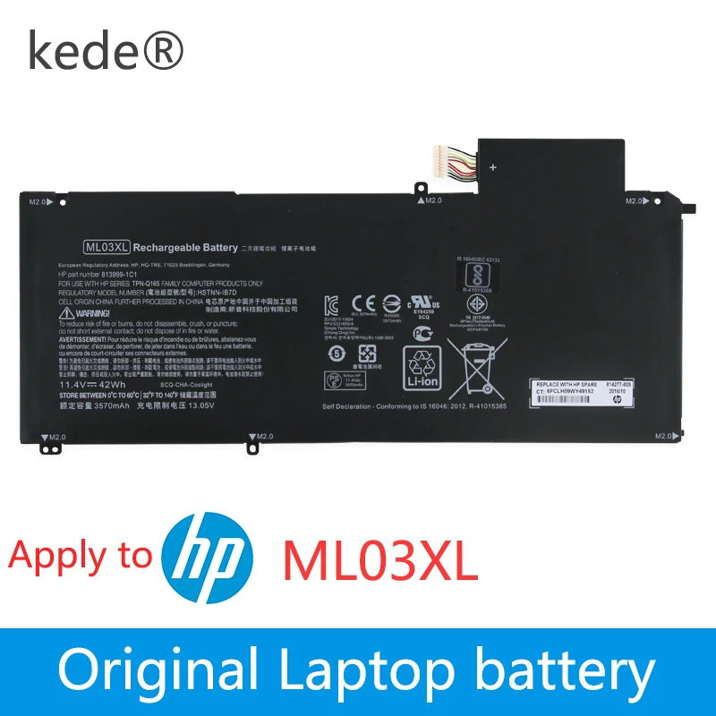 Аккумулятор kede для ноутбука HP Spectre X2 12 A000 A001DX ML03XL 814277 005 813999 1C1 11 4 в 42wh|Аккумуляторы