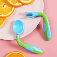 silicone baby spoon child utensils set auxiliary food toddler learn to eat training bendable soft fork infant children tableware
