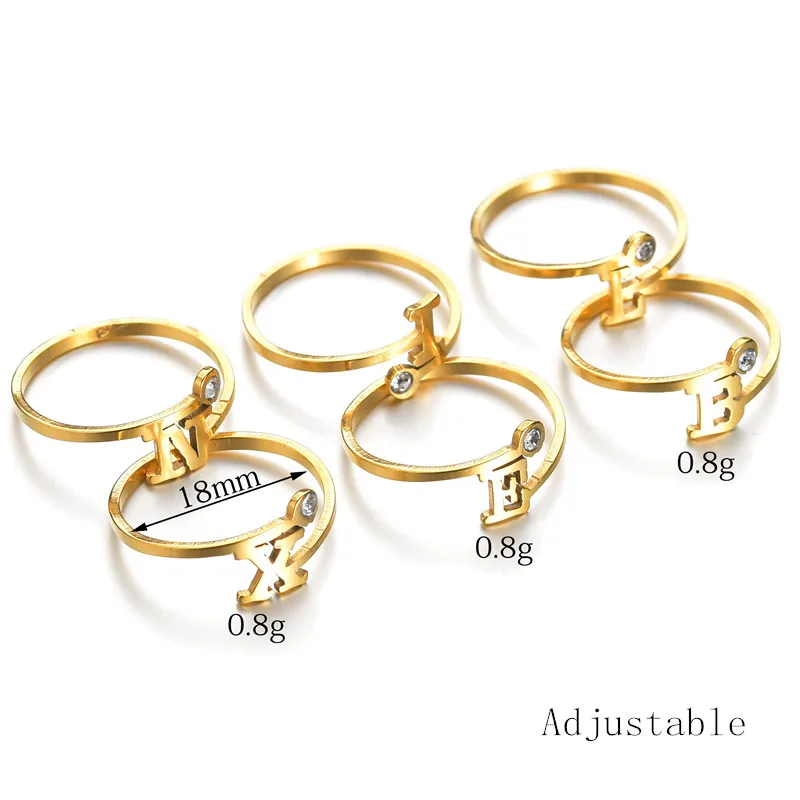 Silver Color Men's Letter Open Rings For Women Custom Initial Ring With Rhinestone Female Statement Engagement Party Jewelry | Украшения