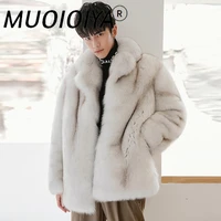muoioyia 2022 new real fur coat men winter jacket natural fox fur coat high quality warm jackets coats 18289 kj3312