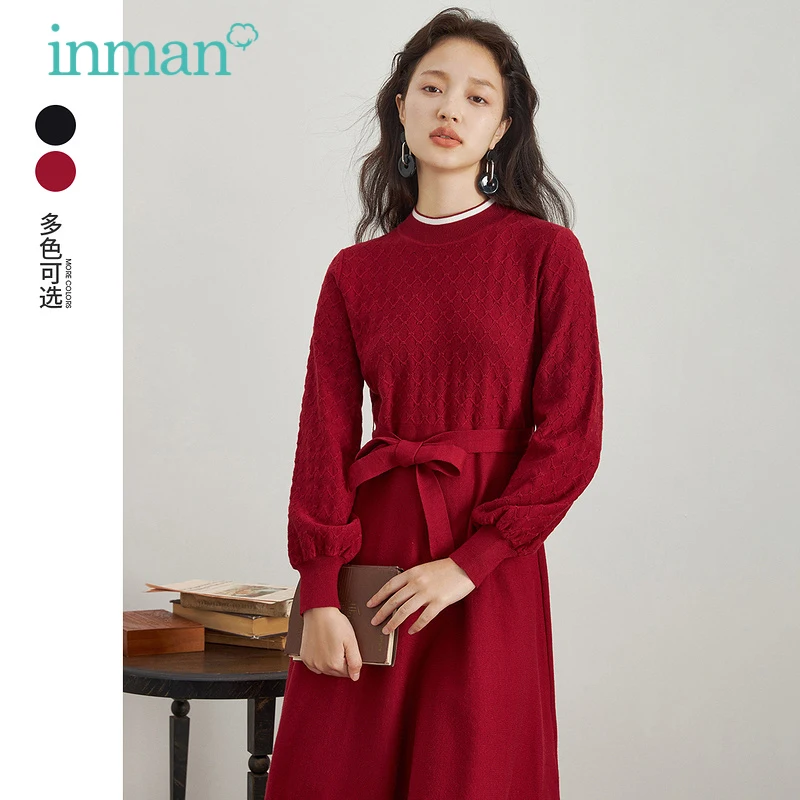 Женское платье INMAN осенне-зимние шерстяные платья с повязкой винтажное
