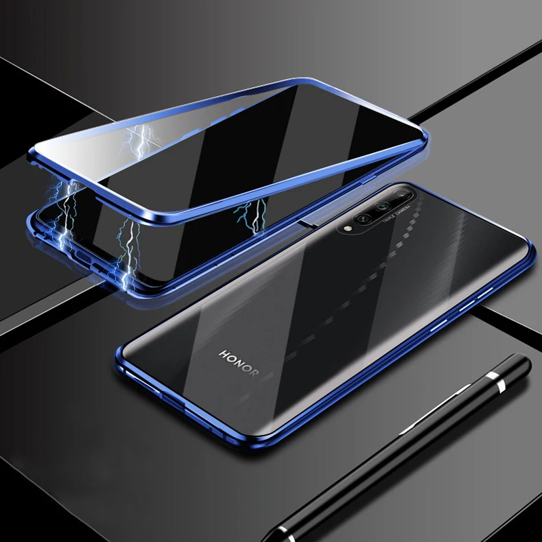 Магнитный чехол для huawei Honor V30 Play 3 Note 10 8 S, двусторонний стеклянный чехол, металлический бампер Nova 6SE V20 9X Pro 8X MAX чехол