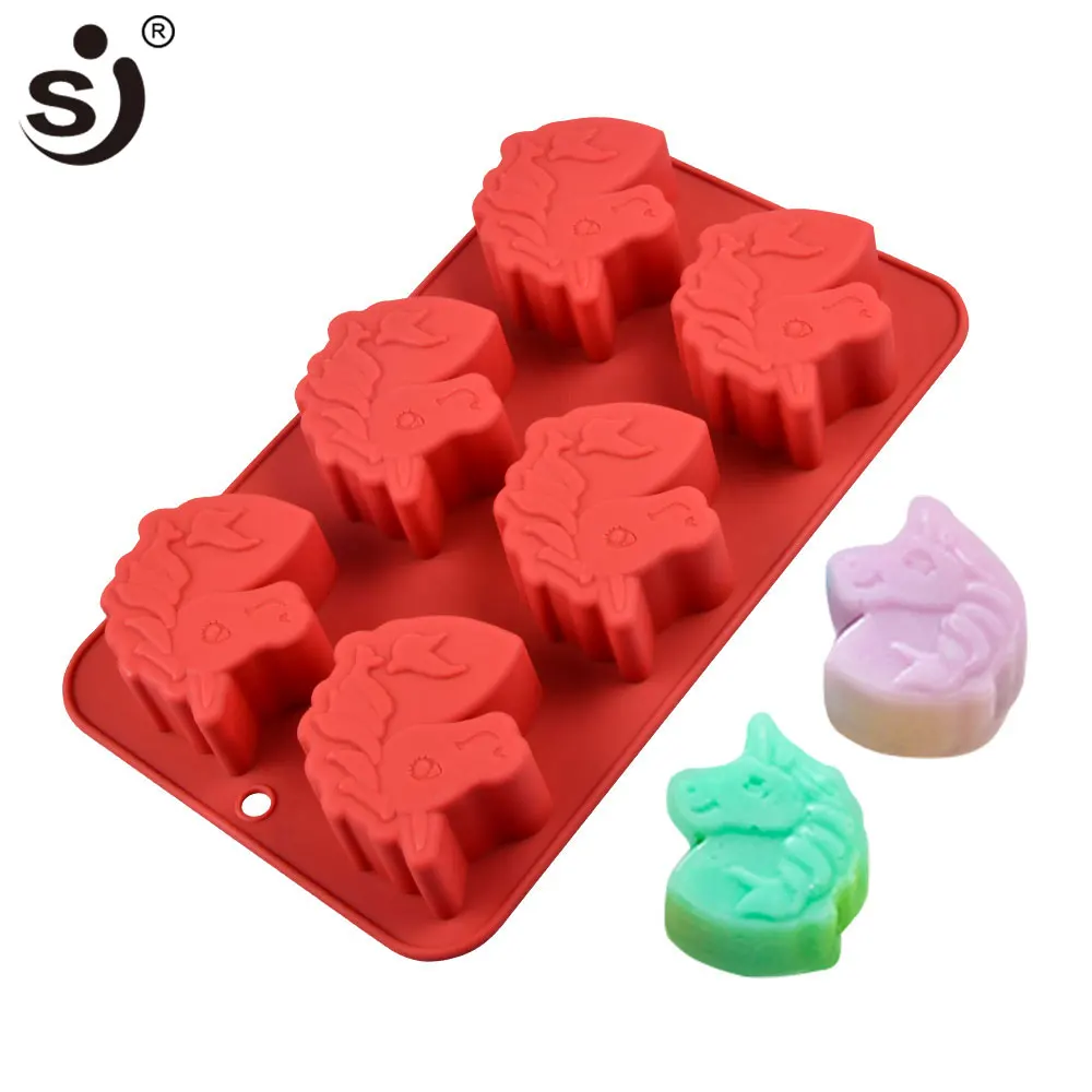 SJ 6 полости Единорог силиконовые формы для мыла ручной работы силиконовые 3d формы для мыла лоток Бытовые аксессуары