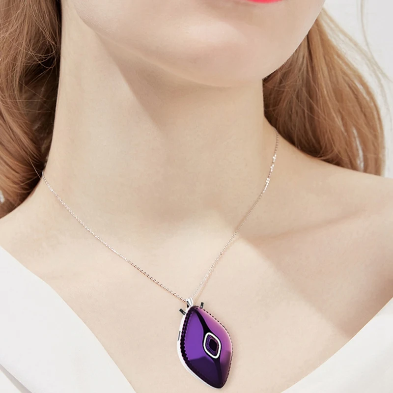 

2 Pcs Personal Wearable Mini Portable Rechargeable Negative Ion Necklace Hanging Neck Air Purifier Purple & Blue