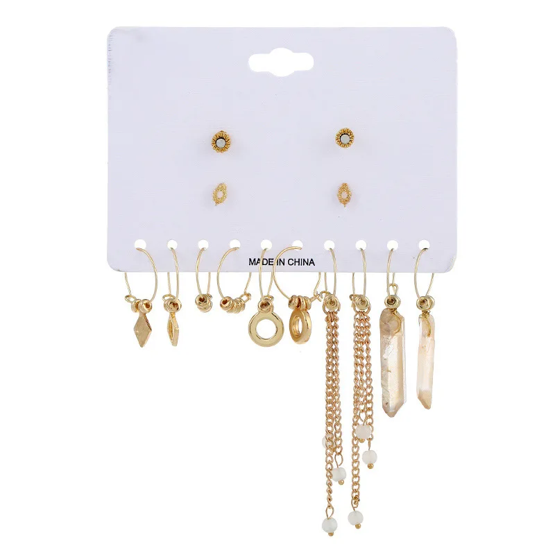 Женские серьги-кольца 7 пар/компл. винтажные геометрические серьги золотого