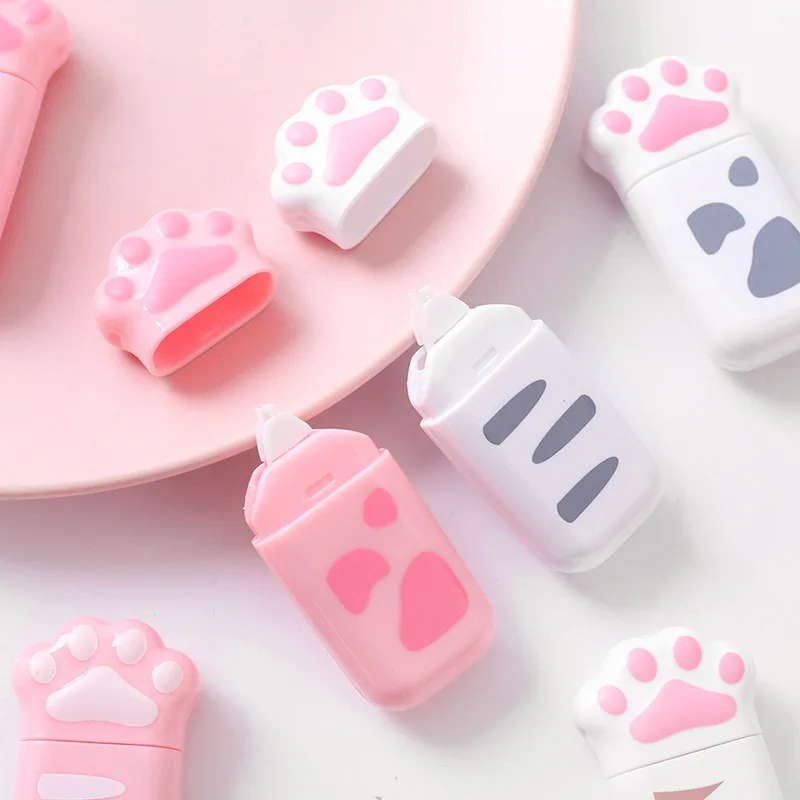 

В виде кошачьей лапки, Портативный Корректирующая лента Kawaii Женская белая корректор рекламных подарков Канцтовары студенческий приз Школа...