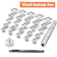 100set silver color metal eyelet grommets with eyelet punch die tool set for leathercraft clothing shoes belt bag accessories