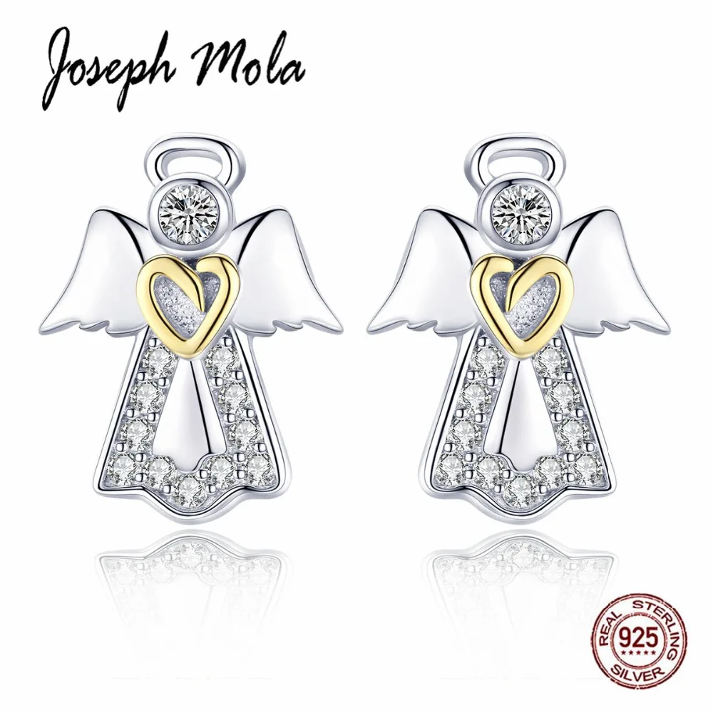 Joseph Mola 925 серебро религиозный Guardian Angle ZC клипсы с камнем Серьги для женщин подарок