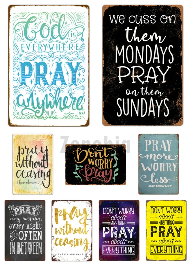 

Church Pray Every Day Poster Retro Metal Tin Signs Plate 20x30cm Vintage Poster For Home Decoration Believer Bedroom Wall Decor