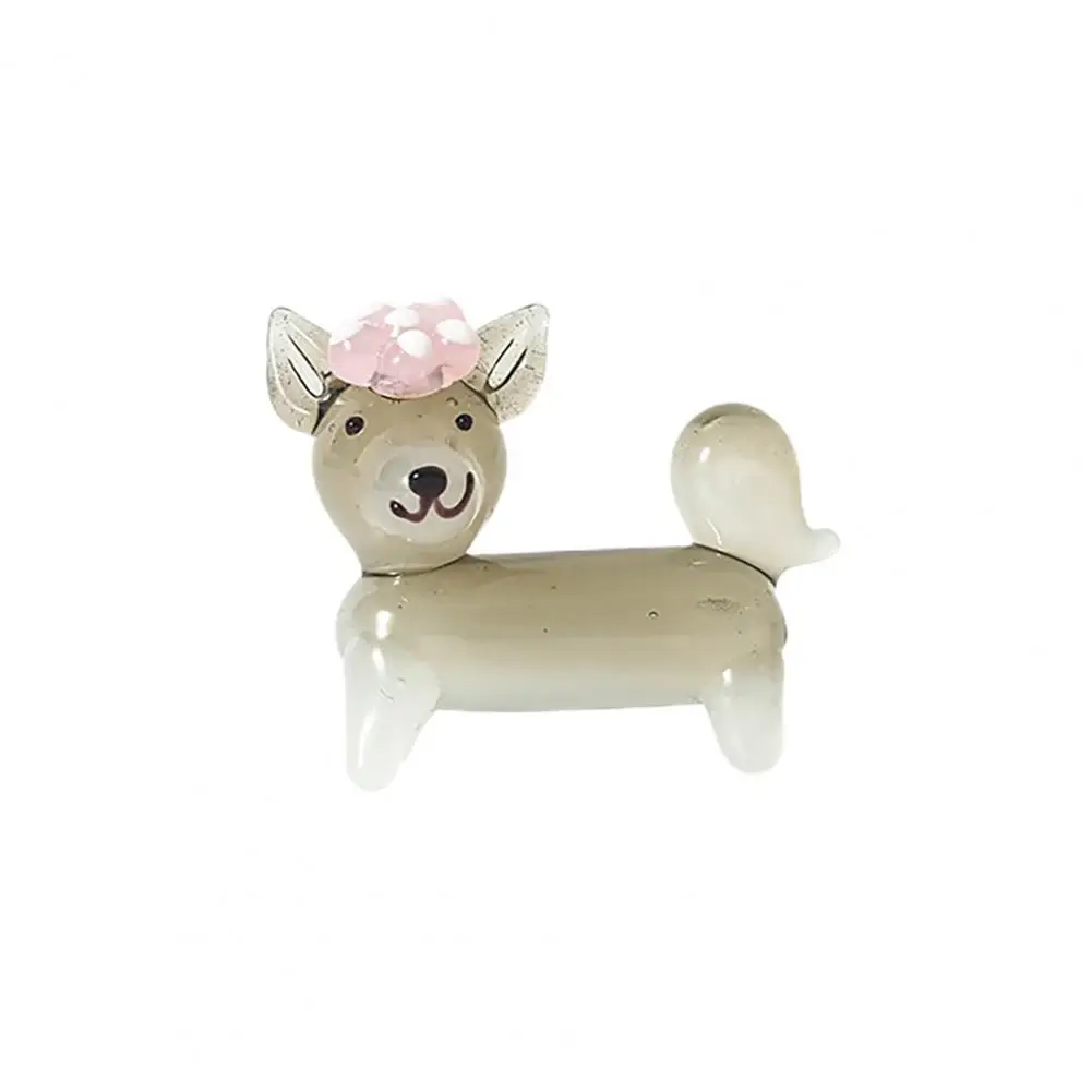 

Puppy Ornament Model Figurine Lovely Shape Collectible Glass Cartoon Craft Desktop Decor Miniature Craft for Office Garden