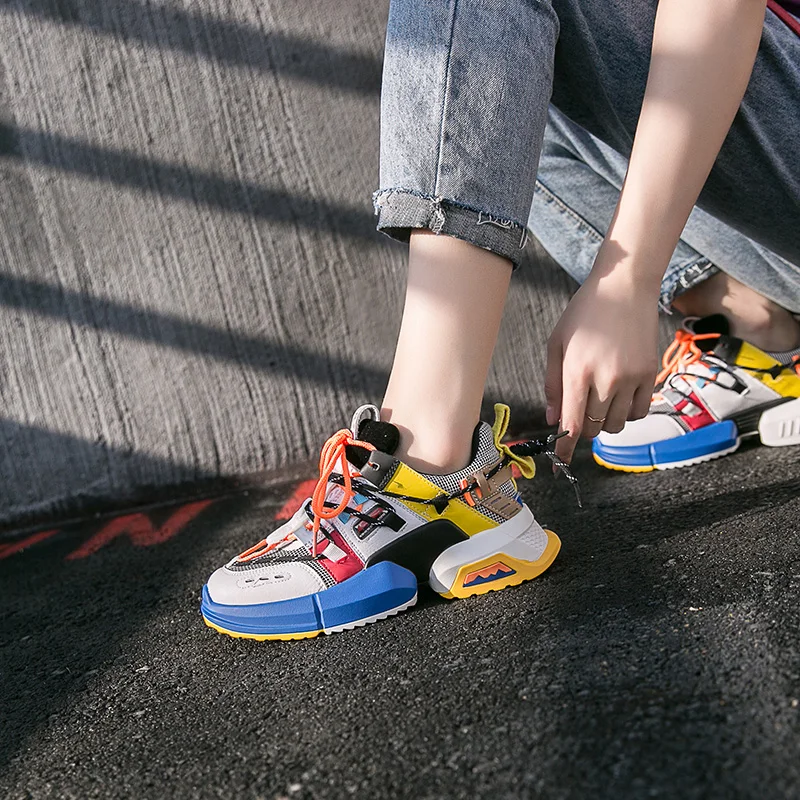 Женские кроссовки для бега 2019 всесезонные Дышащие Модные на платформе легкая