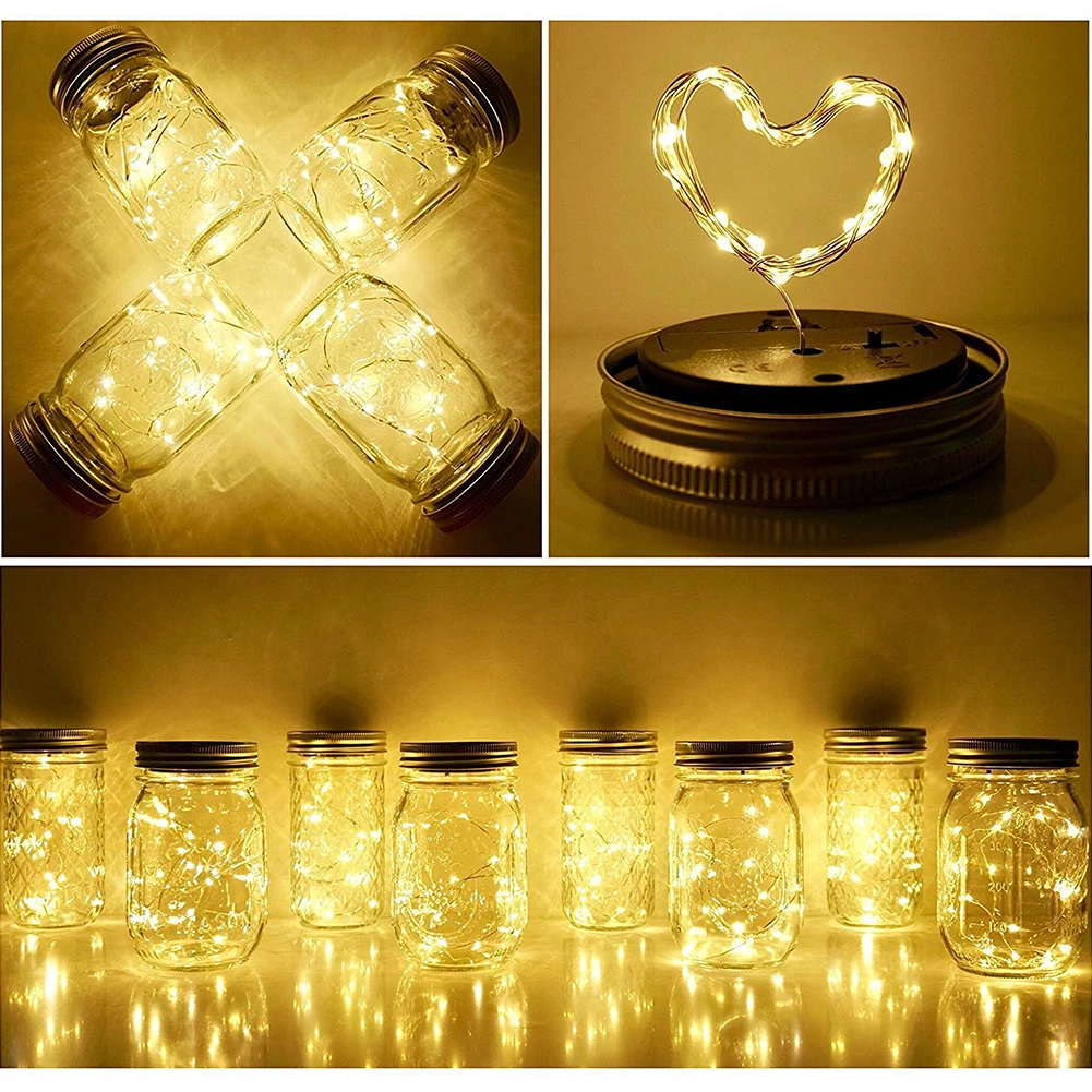 

1PCSLED Solar Fairy Mason Can Light Waterproof and Durable Party Wedding Christmas Party Garden Decorations (Warm Light 1m)