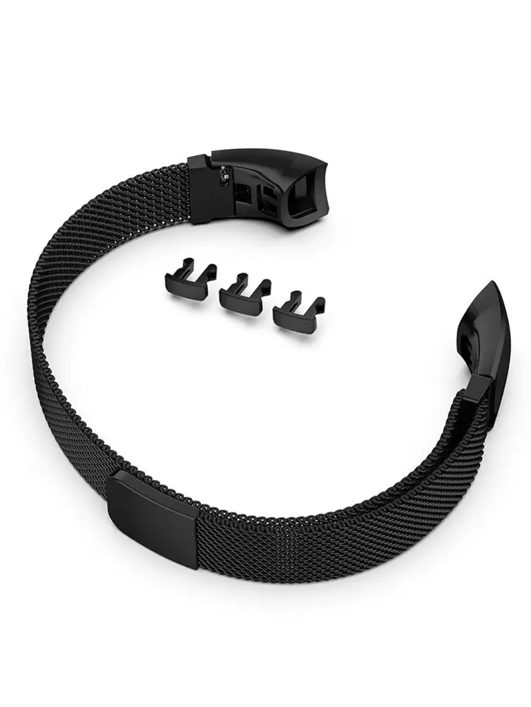 Черный Миланский ремешок для huawei Honor Band 4/5 Широкие ремешки Нержавеющая сталь браслет умные часы браслет аксессуары - Цвет: Черный