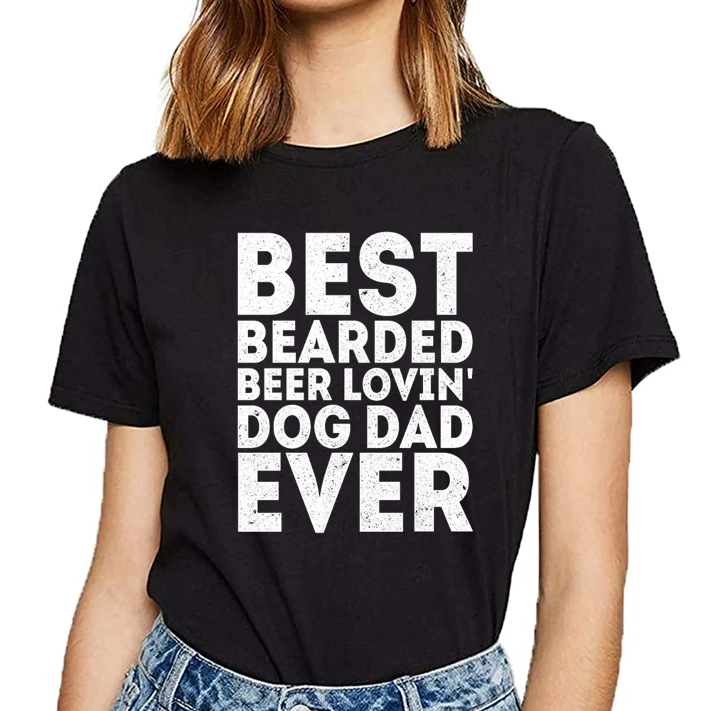 

Tops T Shirt best bearded beer lovin dog dad ever Vogue Vintage Custom Female Women's T-shirt