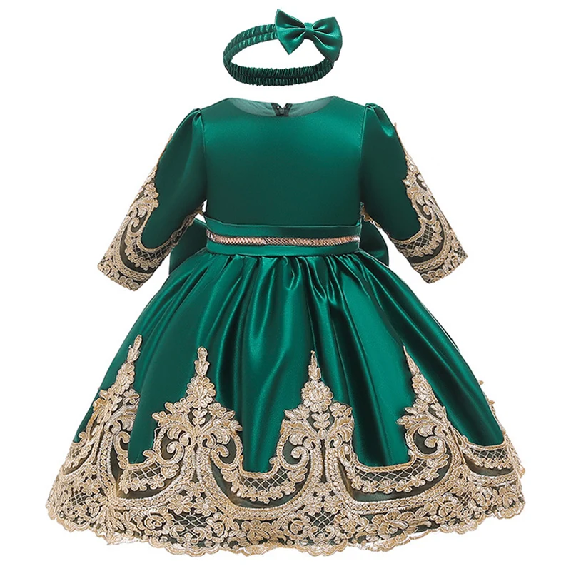 Платье с длинным рукавом и вышивкой на свадьбу|Цветочные платья для девочек| |