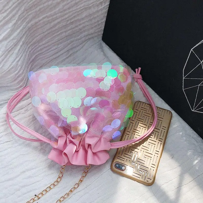 Корейская модная маленькая сумка с блестками Женская мини-сумка через плечо