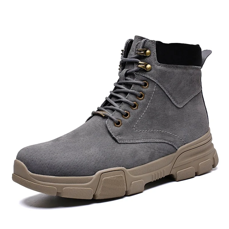 Мужские ботинки Осень зима модные мужские ботильоны из коровьей замши теплые