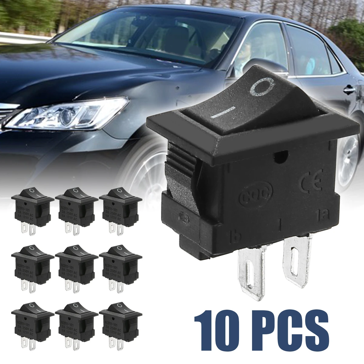 Mayitr 10 шт. 2 Pin 3A 250V/6A 125V кнопка включения/выключения SPST клавишный переключатель 12V DC