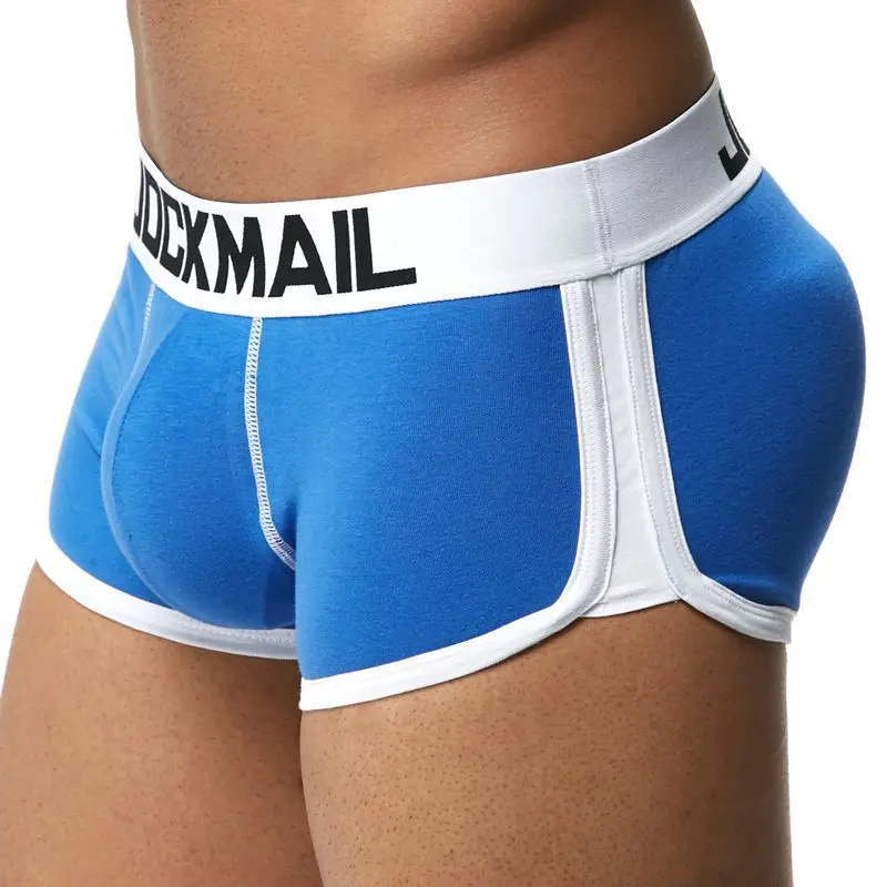 

Butt Lifting Shaping Sexy Male Underwear Padded Men Boxer Bulge Enhancing Gay Underwear Front + Hip Double Removable Push Up Cup