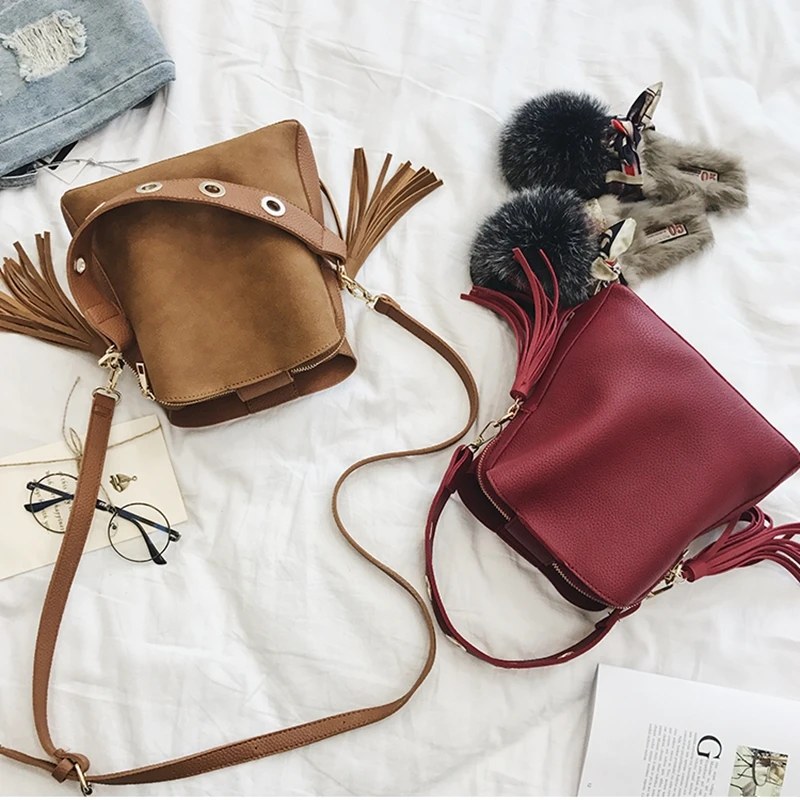 Guarder/винтажная модная женская сумка-ведро с бахромой сумка на плечо