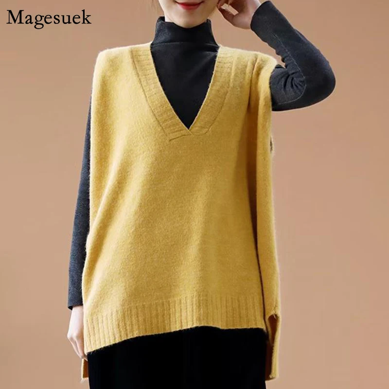 Пуловер свитер жилет женский осенне-зимний модный Повседневный Свободный