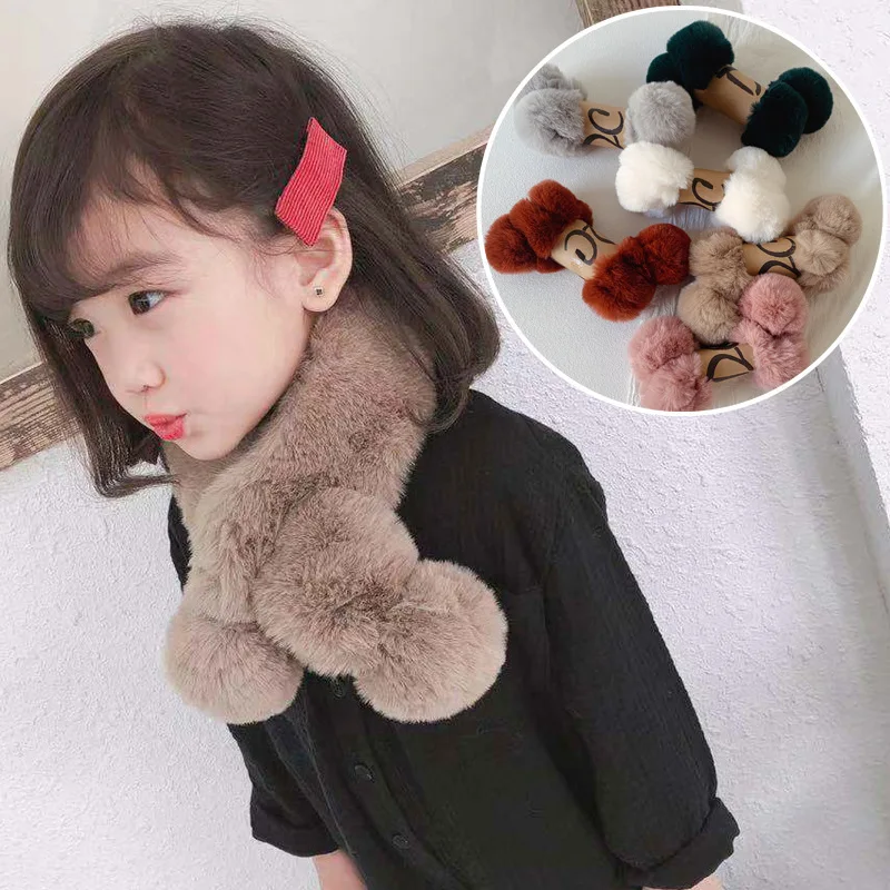 Детский зимний шарф утолщенный теплый шейный из 2020 меха для девочек и мальчиков