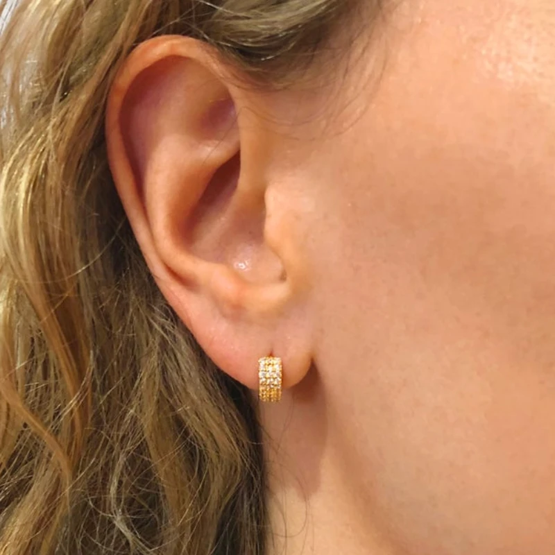 Серьги кольца женские золотистые из серебра 925 пробы с фианитами|Серьги-кольца| |