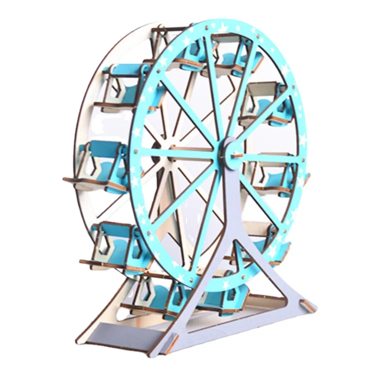 Лазерная резка 3D деревянные головоломки Строительство колесо обозрения DIY