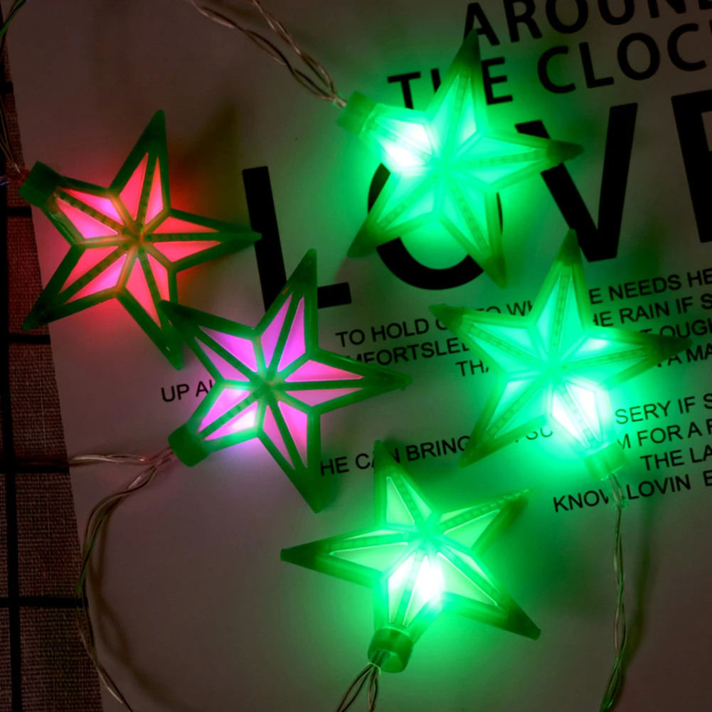 

10 LED Plastic Lights String Star Muslim Ramadan Battery Lanterns Eid Mubarak Five Pointed Star Festival Home Party Decor
