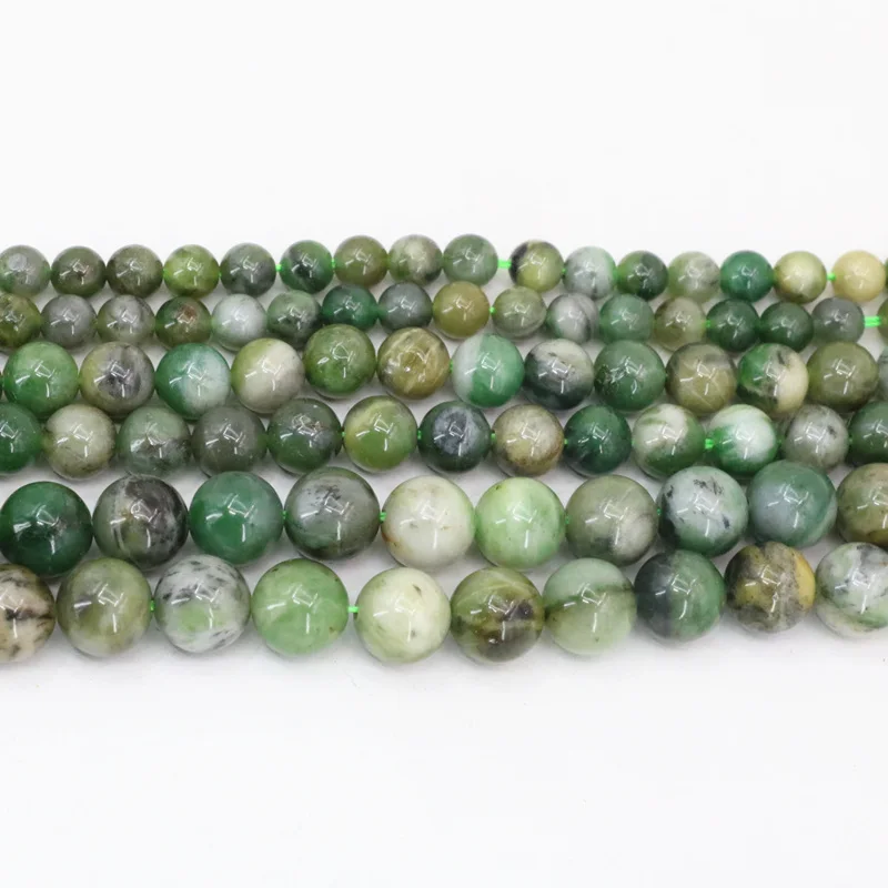 Зеленый Природный Африканский камень нефрит размеры для 6 8 и 10 мм круглые бусины
