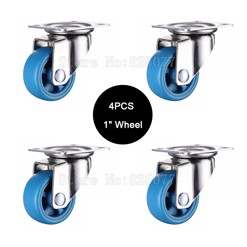 

BRAND NEW 4PCS 1Inches Universal Swivel Wheel Castors Nylon Super Mute Trolley Furniture Casters