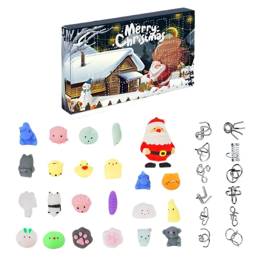 

Xmas Toys 24 Days Christmas Advent Calendar Pack Anti Stress Toys Kit Stress Relief Figet Toy Blind Box Kids Christmas Gift