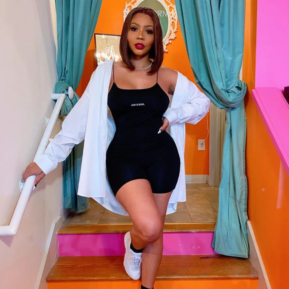 Новинка 2020 эластичный комбинезон без рукавов с надписью Модный женский