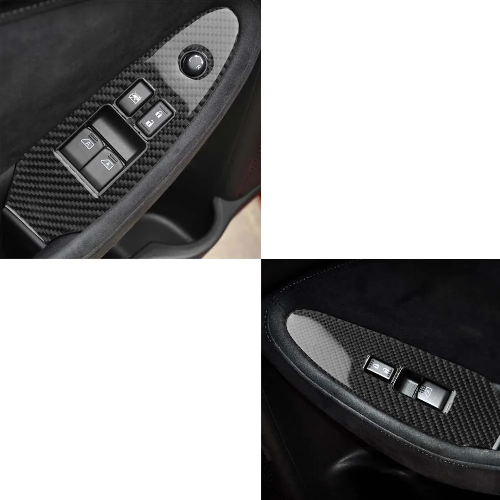 

2Pcs Carbon Fiber Window Lift Switch Panel Frame Trim For 370Z 2009-2020 LHD