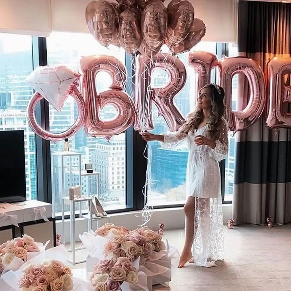 

Rose Gold Bride to be Letter Foil Balloon Wedding Bridal Shower Engagement Hen Party Decor Bachelorette Party Supplies