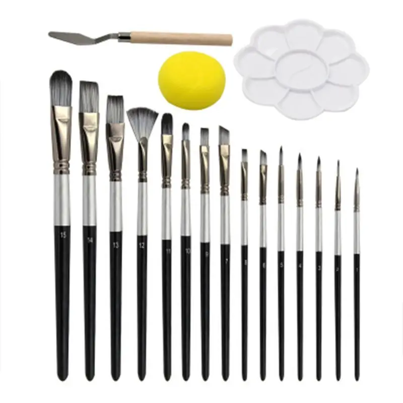 

15pcs Professional Oil Paint Brush with Palette Canvas Bag for Watercolor Acrylic Painting Art Supplies Wooden Handle