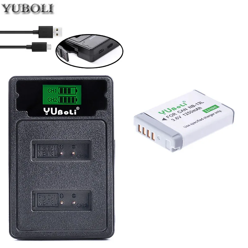 chagrer and 1battery NB-13L NB 13L NB13L батарея+ ЖК DUAL USB зарядное устройство для Canon PowerShot G5X G7X G9X G7 X Mark II G9 X, SX620 SX720 SX730 HS - Цвет: chagrer and 1battery