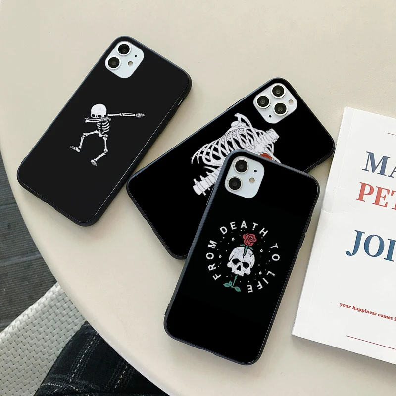 

phone cases silicone Back Soft case For iphone 11pro XSmax 7plus 7 8 plus XR 6 6plus 5S 5 XS X SE 2020 printing skull rose Case