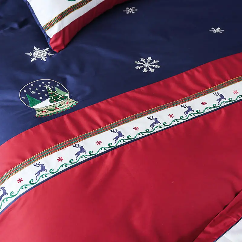 4/7 шт. Рождественский Комплект постельного белья длинные штапельные хлопковые