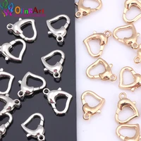 olingart 12mm 30pcslot copper lobster heart shaped gold screw clasps necklace bracelet diy jewelry making