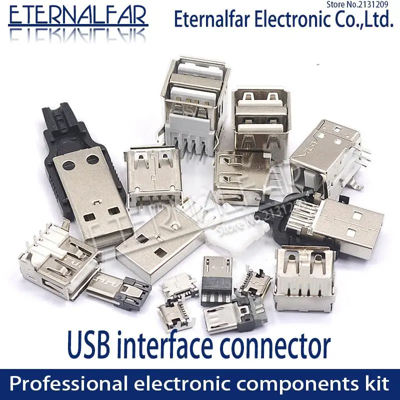 Соединитель интерфейса USB 2 0 гнездо типа A 90 изогнутая прямая патч игольчатая игла