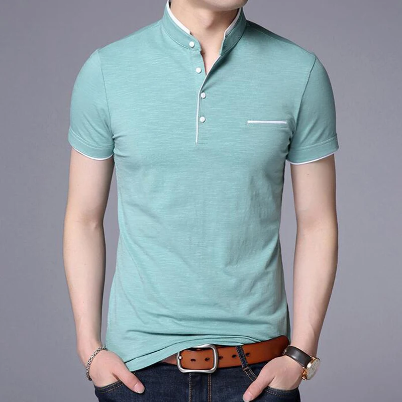 

BROWON 2021 summer casual polo shirt men short sleeve turn down collar slim fit sold color polo shirt for men plus size