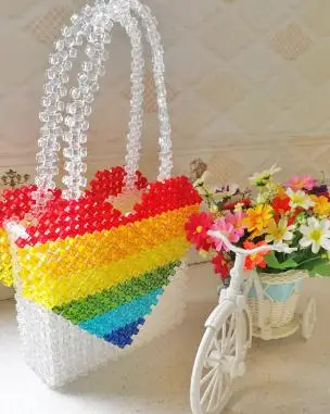 color3 Новые бусины в форме сердца, обернутые вручную, Инс Пак, нишевый дизайн, Индивидуальная сумка с бусинами любящей любви - Цвет: color3