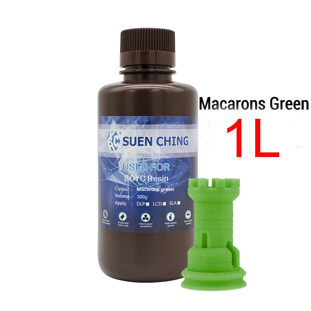 Macaron Green 1L SOYC полимерный материал на растительной основе, 3D-печать, быстрый полимерный материал для УФ-светильник, отверждающий ЖК-дисплей, 3d-указатели для Anycubic Photon Anet - Цвет: Macaron Green 1L