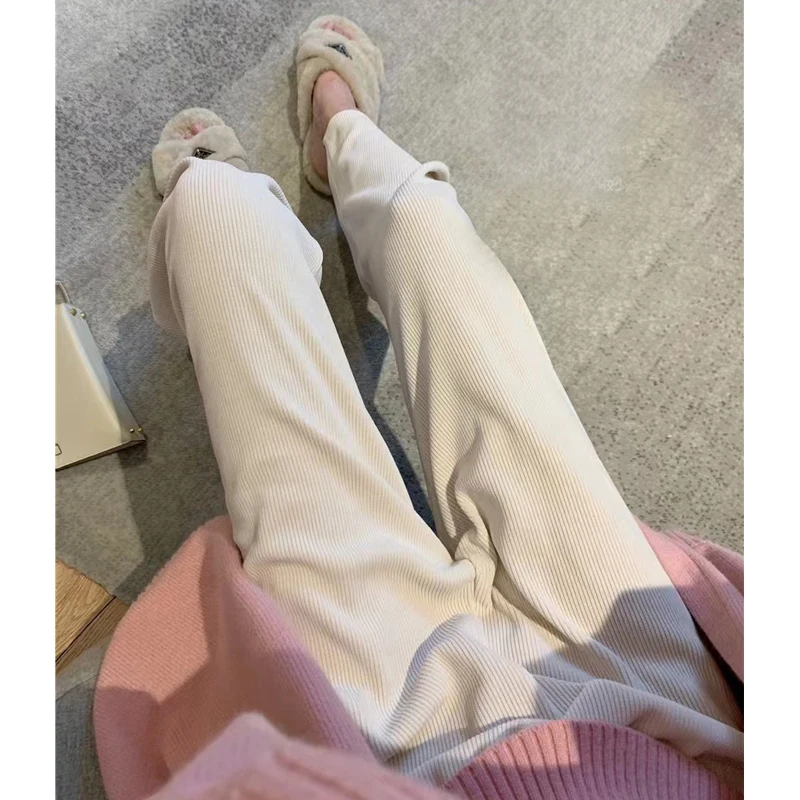 

Вельветовые напольные брюки женские повседневные брюки с высокой талией тонкие вертикальные прямые широкие брюки женские